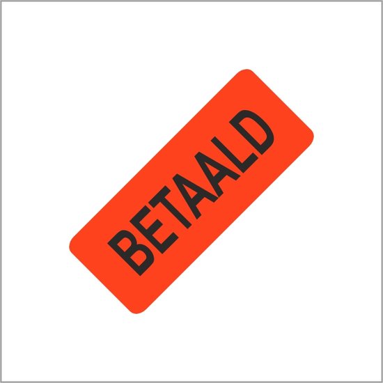 Sticker - "BETAALD" - Etiketten - Fluor Rood - 50 x 21mm - 500 Stuks - Signaal