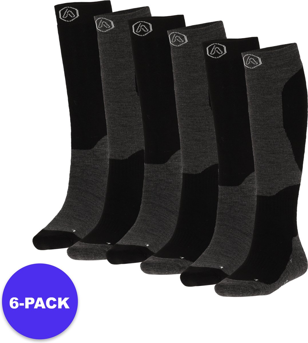 Apollo Sports Skisokken Unisex Design – 6-Pack Voordeelpakket Zwart