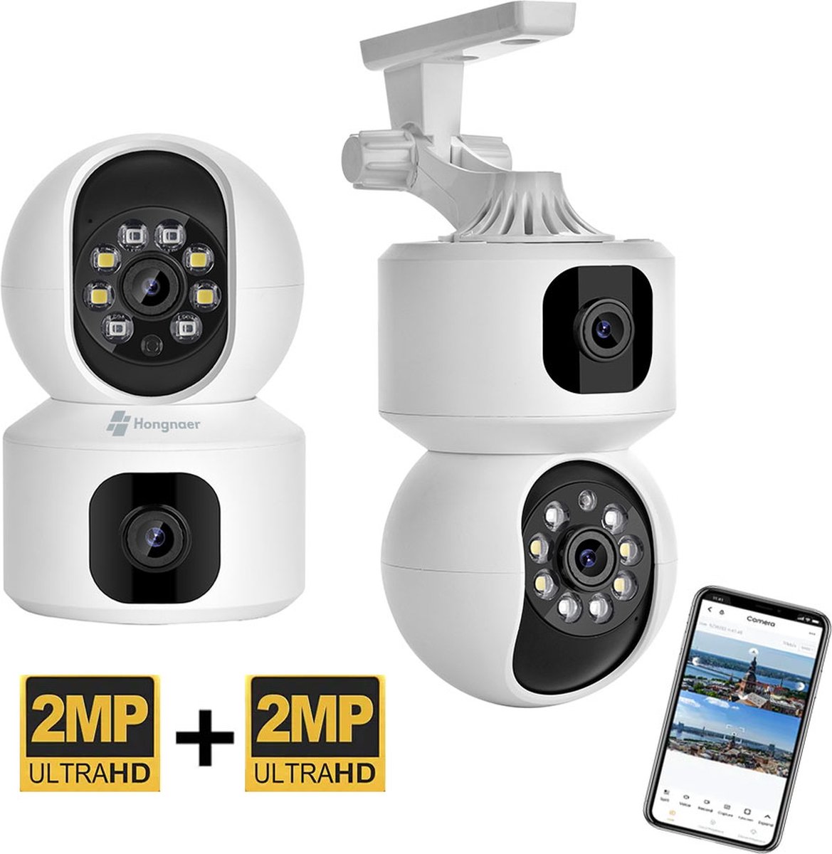 PuroTech Beveiligingscamera ULTRA HD - Huisdiercamera - Draaibaar en kantelbaar - Dome IP Camera - Nachtzicht - Draadloos Internet - Met Recorder