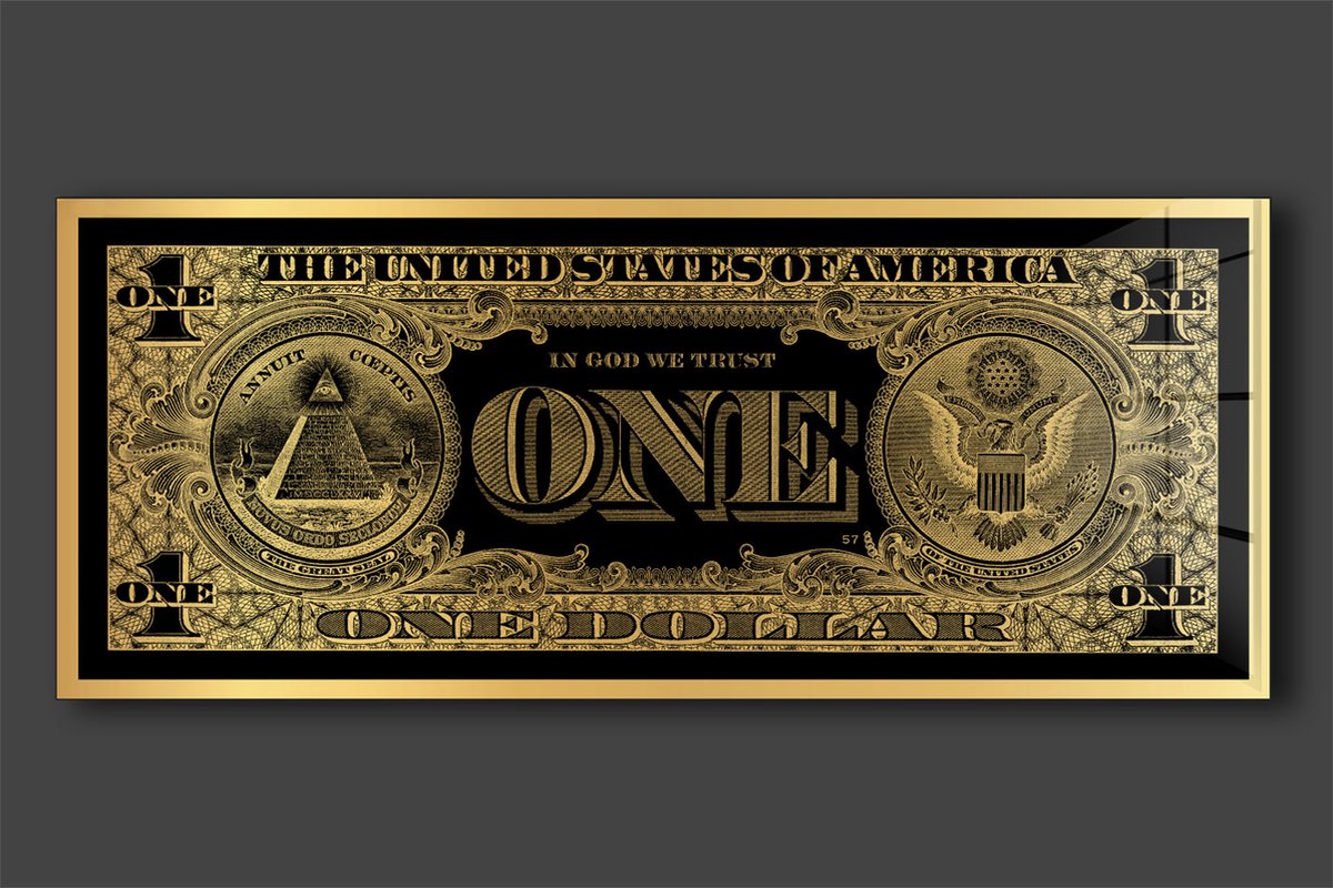 Dollar One schilderij op plexiglas 120x50cm