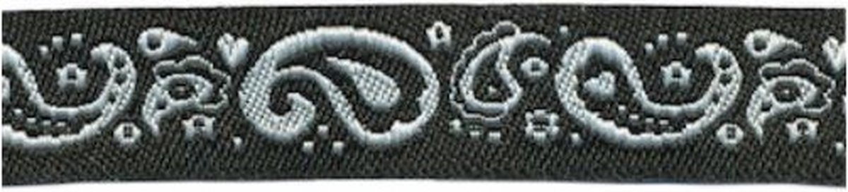 Hobbyband - Sierband - Lint - Paisley zwart wit - 15mm - 5 Meter per rol