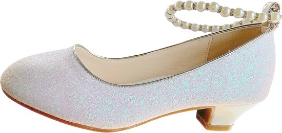 Chaussures de communion - Chaussures de princesse paillettes blanches avec  perles -... | bol.com