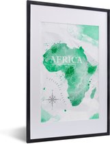Fotolijst incl. Poster - Afrika - Wereldkaart - Waterverf - 40x60 cm - Posterlijst