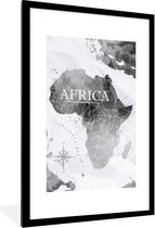 Fotolijst incl. Poster - Wereldkaart - Afrika - Verf - 60x90 cm - Posterlijst