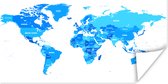 Wereldkaarten - Wereldkaart - Blauw - Letters - 160x80 cm