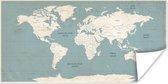 Poster Wereldkaart - Vintage - Blauw - 120x60 cm