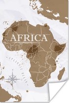 Poster - Wereldkaart - Bruin - Afrika - 80x120 cm
