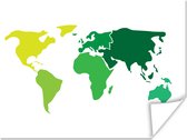 Wereldkaarten - Wereldkaart - Simpel - Groen - 80x60 cm
