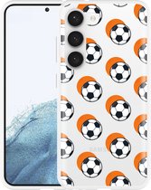 Cazy Hoesje geschikt voor Samsung Galaxy S23 Soccer Ball Orange