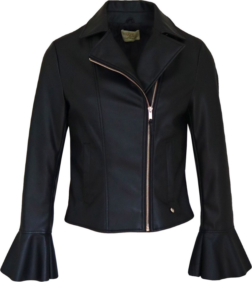 Verysimple • zwart faux leather jasje • maat XS (IT40)