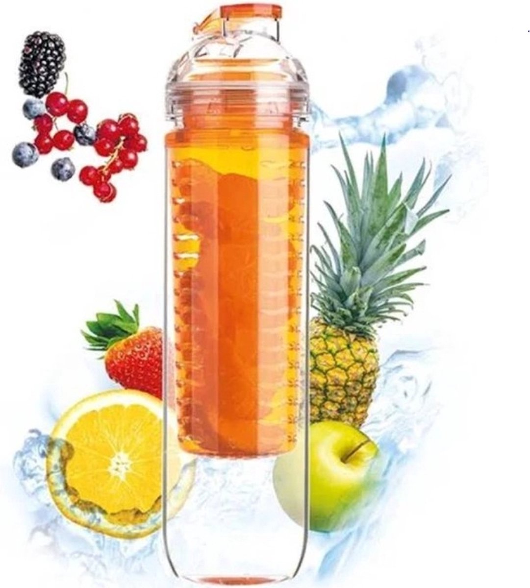Ariko drinkfles met fruit infuser - oranje - 800 ml - bidon - waterfles - fruit filter