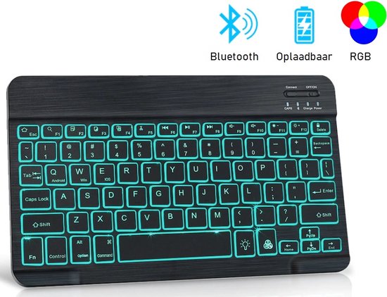 Draadloos toetsenbord - RGB verlichting - Bluetooth 3.0 - iOS, Windows &  Android -... | bol