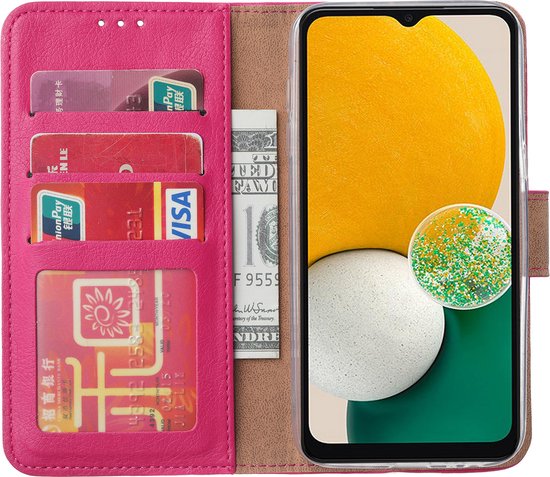 Hoesje Geschikt Voor Samsung Galaxy A24 hoesje bookcase portemonnee Met 2x screenprotector / Beschermglas - Pink