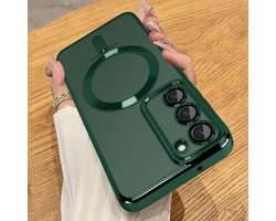 Hoesje Geschikt Voor Samsung Galaxy S23 Plus hoesje Magnetisch Met Lens beschermer Transparant / Groen – Magneet hoesje