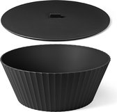 Kunststof serveerschaal / Saladeschaal met deksel Nettuno - XL (∅ 30 x H 12 cm) - Zwart