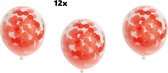 12x Confetti ballonnen Rood - papier confetti - Festival thema feest ballon verjaardag
