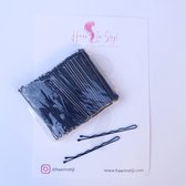 Haar in Stijl® | Bobby Pins Zwart | 100 zilveren schuifspelden | haarpin haarschuifje haarspeld schuifspeld | haaraccessoires haarstyling kappers tool