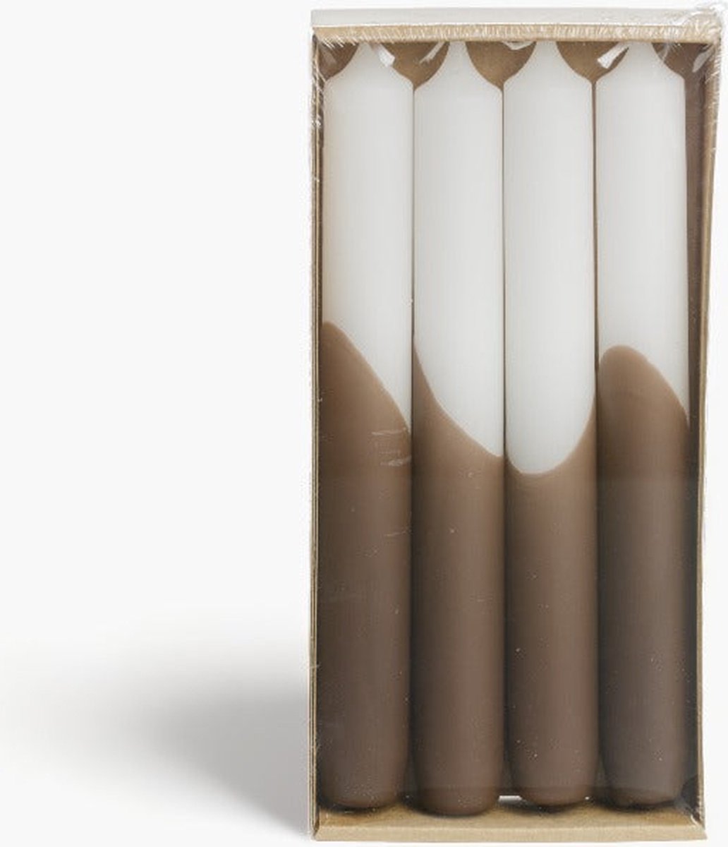 Luxe Dinerkaarsen Half Dipped - Rustik Lys - Tafelkaarsen - Cognac Bruin Wit - Set Van 4 Kaarsen - 2,15 x 19 cm — cadeau in Wonen & Interieur - foto 7