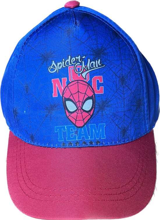 Marvel - Spider-man cap - Pet - Jongens - Junior - Textiel Blauw & Rood - Maat 52 cm