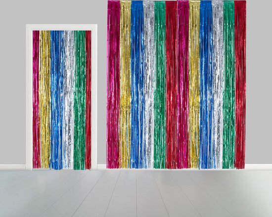 Folie gordijn metallic 2,4 meter x 1 meter multi - festival themafeest huwelijk gala disco glitter and glamour wanddeco