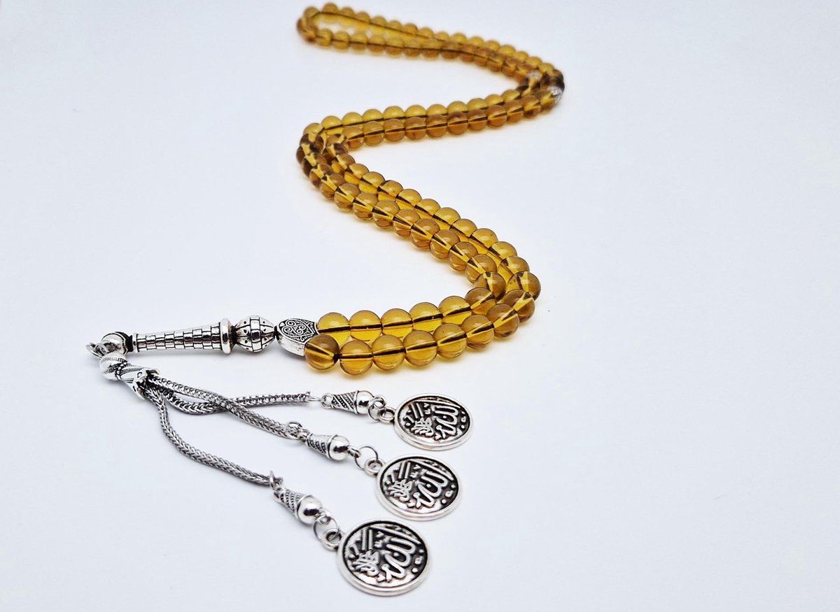 Chapelet Islamique (Tasbih) 33 Perles En Véritable Ambre Baltique Pressé - Neuf Sans Emballage