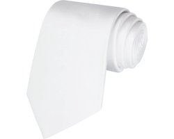 Fako Fashion® - Stropdas - Effen - Satijn - 8cm - 145cm - Wit