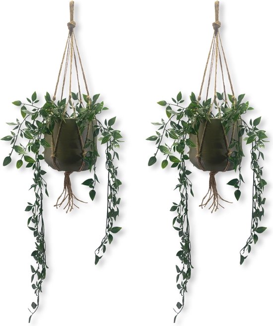 Voordeelset van 2 Plantenhangers - Jute - 60 cm - Handgemaakt in ons Macramé Atelier - 2 Stuks - Let op: Exclusief Pot - Inclusief Verzendkosten