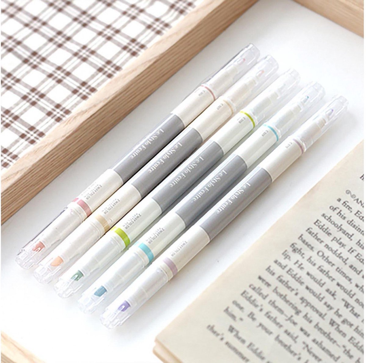 Iconic - Two Way Pastel Pen - Set of 5 Pens Highlighters Various Pastel Colours