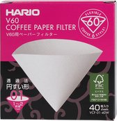 Filtres à café Hario V60 01 - Blanc (40 pièces)