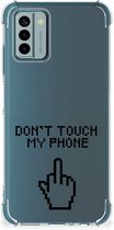 Smartphonehoesje Nokia G22 Telefoon Hoesje met doorzichtige rand Finger Don't Touch My Phone