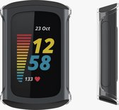 kwmobile 2x hoes geschikt voor Fitbit Charge 6 / Charge 5 hoesje - Cover van silicone - Hoesje voor activity tracker - In transparant / zilver