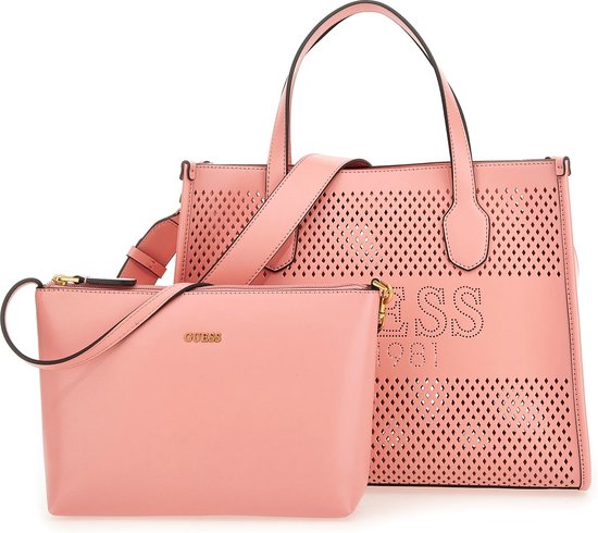 Guess Katey Perf Small Tote Handtassen Dames - Roze - Maat ONESIZE