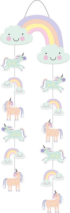 Foto: Folat hangdecoratie unicorns rainbows 30x85 cm