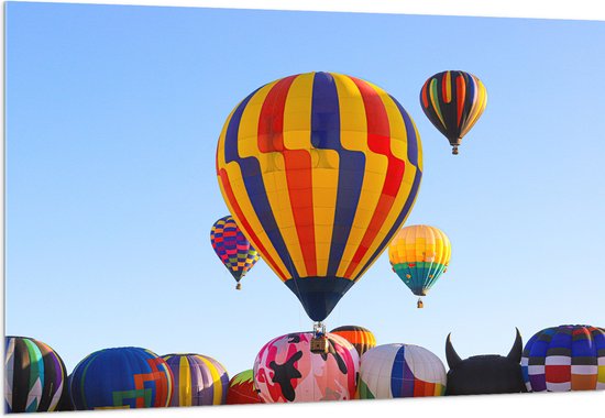 Acrylglas - Zee van Kleurrijke Luchtballonnen - 150x100 cm Foto op Acrylglas (Met Ophangsysteem)