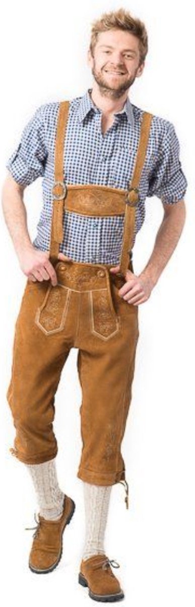 Tannhauser Lederhosen Markus Lang 100% Echt Leder Oktoberfest Heren Lederhosen Man Carnavalskleding Heren - Leer -Bruin -XL
