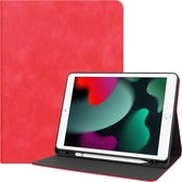 Hoesje Geschikt voor iPad 10.2 2021 Hoes Case Luxe Hoesje Hard Cover - Hoes Geschikt voor iPad 9 Hoesje Bookcase Met Uitsparing Geschikt voor Apple Pencil - Rood