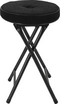 Home & Styling Bijzet krukje/stoel - Opvouwbaar - Zwart - Ribcord - D33 x H49 cm