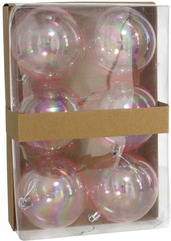 Boules de Noël Gerim - 18x pcs - nacre transparente - 8 cm - plastique
