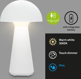 BRILONER - FUNGO - Lampe de table à LED à batterie, dimmable en continu, Touch, éclairage mobile, lampe de table à LED pour l'extérieur, lampe de table à LED sans fil, blanc mat