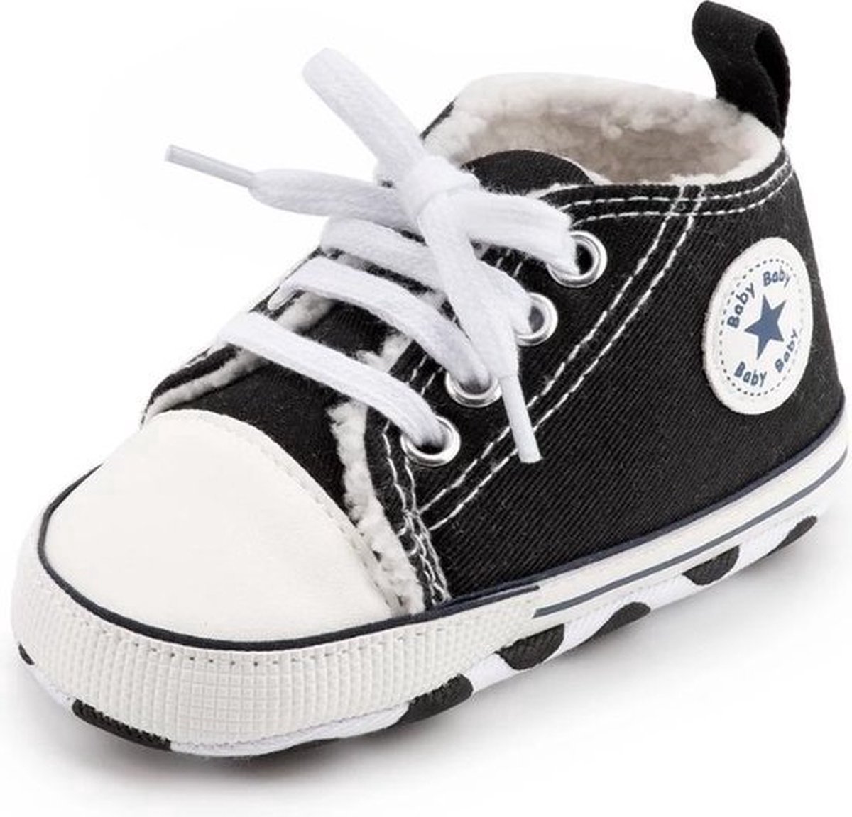 Steppies Babyschoentjes - Zwart (Voering) - Zachte Zool Antislip - Maat 20-21 (12-18 maanden, 13 cm) - Babyslofjes