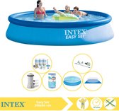 Intex Easy Set Zwembad - Opblaaszwembad - 396x84 cm - Inclusief Solarzeil, Onderhoudspakket, Zwembadpomp, Filter, Grondzeil en Stofzuiger