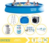 Intex Easy Set Zwembad - Opblaaszwembad - 457x107 cm - Inclusief Onderhoudspakket, Filter, Onderhoudsset, Trap, Voetenbad en Warmtepomp CP