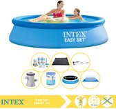 Intex Easy Set Zwembad - Opblaaszwembad - 244x61 cm - Inclusief Solarzeil Pro, Onderhoudspakket, Zwembadpomp, Filter, Grondzeil, Stofzuiger en Solar Mat