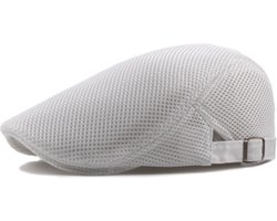 Flatcap Mesh – Ultralicht – Lucht doorlatend - Verstelbaar met Gespsluiting - Wit – Onesize