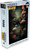 Puzzel Flamingo - Bloemen - Jungle - Vogels - Natuur - Legpuzzel - Puzzel 1000 stukjes volwassenen