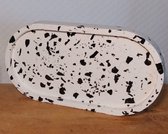 Acryl Ovalen Schaaltje - Wit/Zwart Terrazzo - Decoratief Plateau - 18 x 9,5 cm