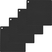 Set van 4 siliconen potschotels - vierkante pannenlappen hittebestendig tot 230 °C (zwart)