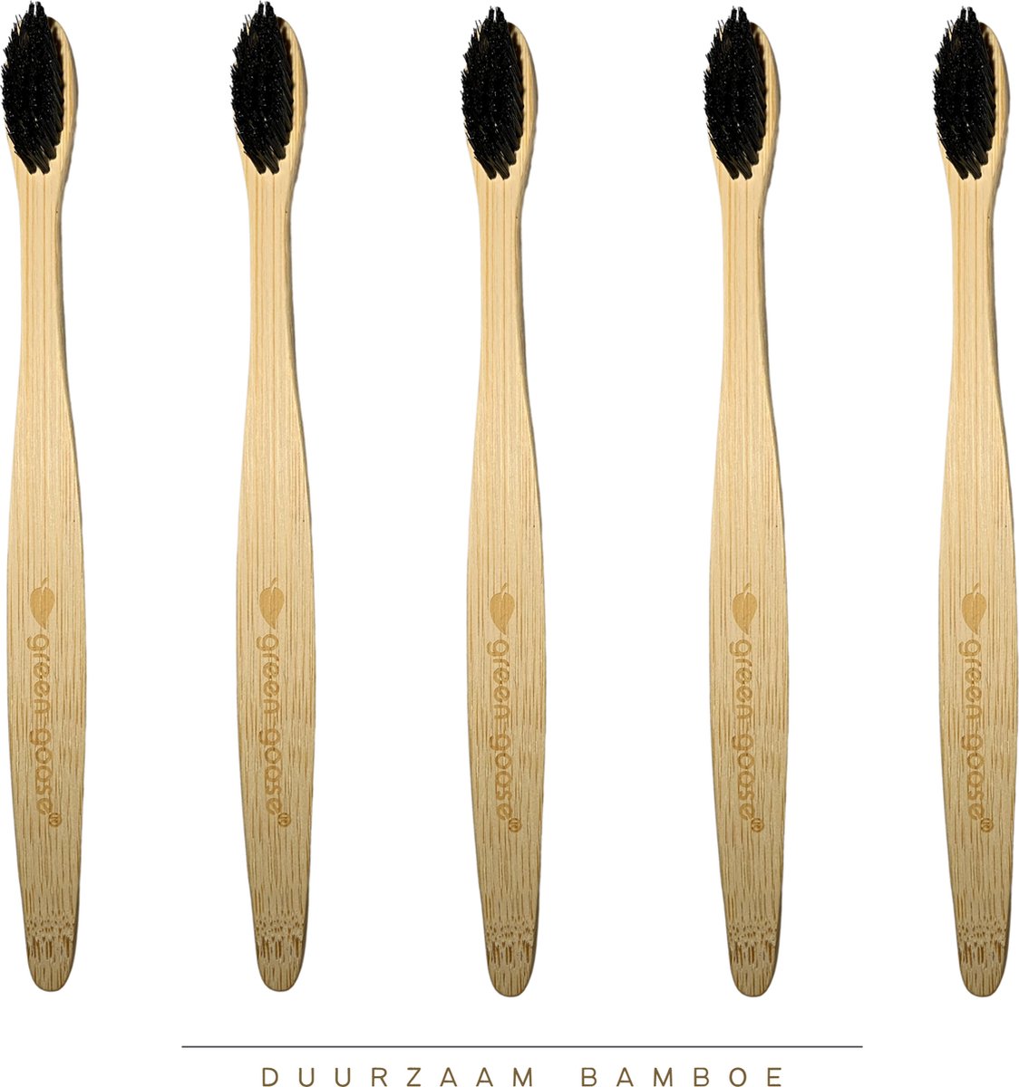 Set van 5 Natuurlijke Bamboe Tandenborstels - Duurzaam - Ecologisch - Zachte Haren - 100% duurzaam - Houtskool Haren - Kwalitatieve Tandenborstel uit Afbreekbaar Bamboo