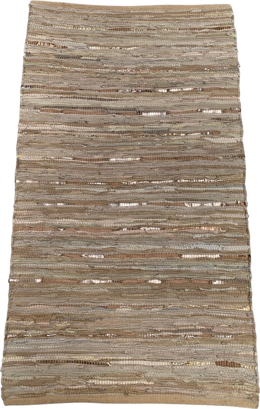 Rocaflor Vloerkleed gerecycled leer geweven beige goud accent 80x140cm