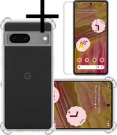Hoes Geschikt voor Google Pixel 7A Hoesje Siliconen Cover Shock Proof Back Case Shockproof Hoes Met Screenprotector - Transparant